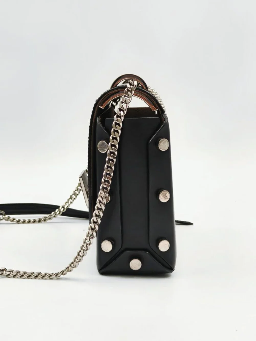 Jimmy Choo Black Leather Lockett Shoulder Bag Silver Chain Crossbody